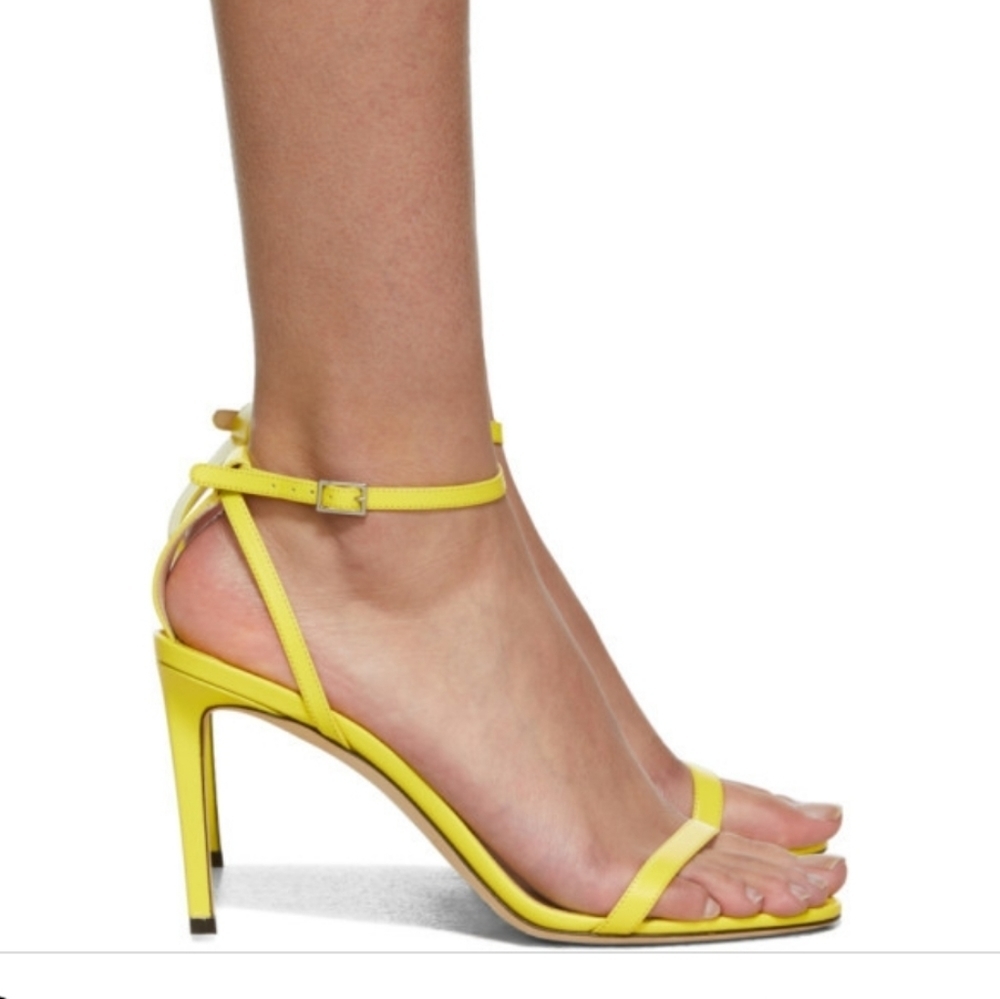 Jimmy Choo Spring Leather yellow strappy heels